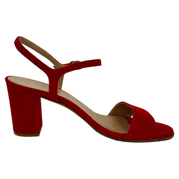 Stuart Weitzman Shoes - Stuart Weitzman Ankle Strap Sandal Heels in Red Suede